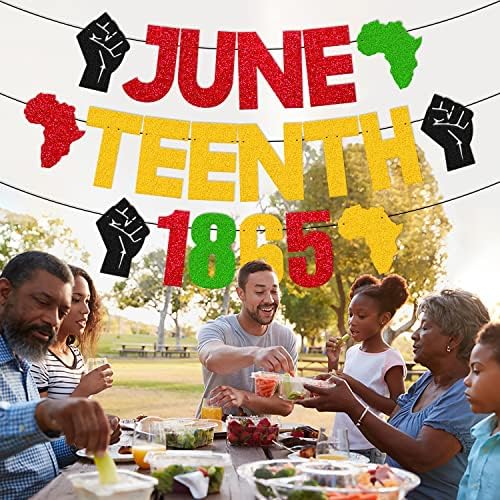 Juneteenth 1865 Banner Happy Juneteenth Black History Pride Independence Day Festival Party Decoration for Afro Africa American Celebrate June 19th Freedom Day Patriotic Party Supplies