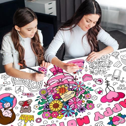 Mother's Day Giant Coloring Poster, Paper Coloring Tablecloth for Home DIY Drawing Games Mother's Day Birthday Party Supplies 30x72 Inch