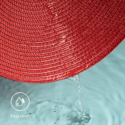 FunWheat Round Braided Placemats Set of 6 Table Mats for Dining Tables Woven Washable Non-Slip Place mats 15 inch (red, 6pcs)