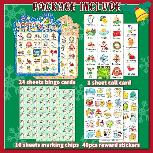 39Pcs Christmas Bingo Cards