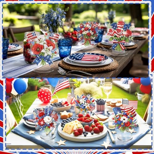 Kosiz 9 Pcs Veterans Day Diamond Art Tabletop Decor Patriotic Diamond Art