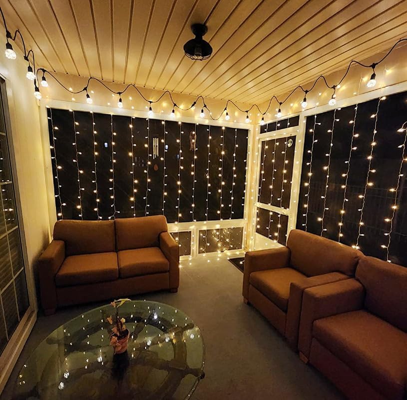 Lighting EVER 594 LED Curtain Lights, 20×10 ft Plug in Hanging Fairy Lights