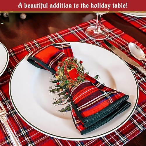 Legigo Set of 6 Christmas Wreath Napkin Rings Set- Metal Xmas Napkin Ring Holders for Cloth Napkins, Christmas Holiday Party Dinner Table Decoration