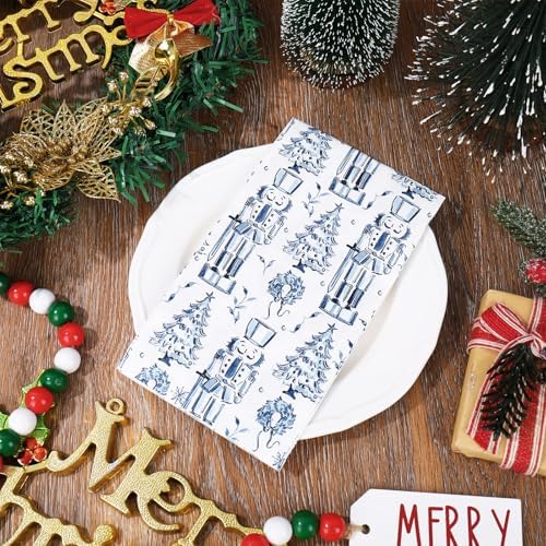 Whaline 40 Pcs Christmas Guest Napkins Disposable Paper Napkin Chinoiserie Nutcracker Dinner Hand Napkins for Xmas Kitchen Home Bathroom Party Supplies Table Decor
