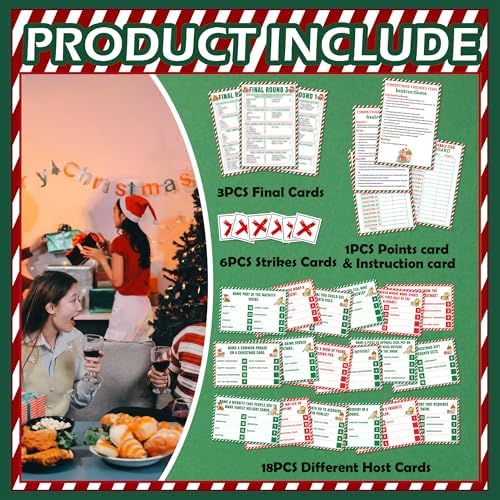 Christmas Friendly Feud Game, Friendly Christmas Party Games for Family Friends Large Groups, Funny Xmas Feud Quiz, Xmas Trivia Party Decoration for Winter Holiday -09