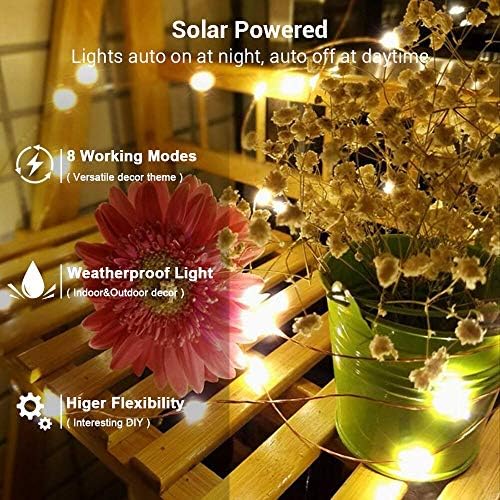 Brizled Solar Fairy Lights Outdoor, 2 Pack 200 LED 66FT Solar String Lights