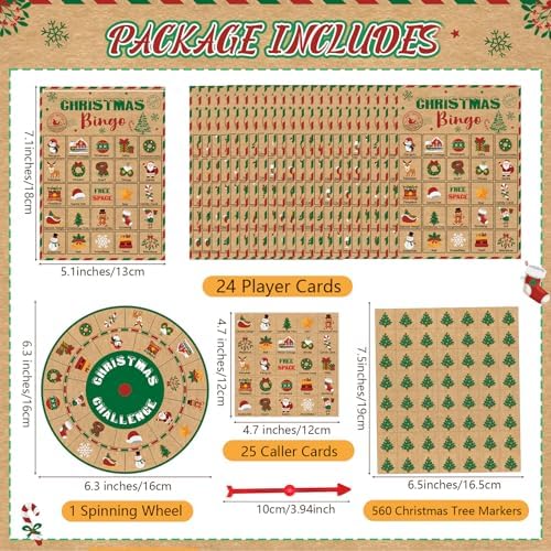 Shappy Bingo Game for Kid Adult 24 Players Party Game Activities,Christmas