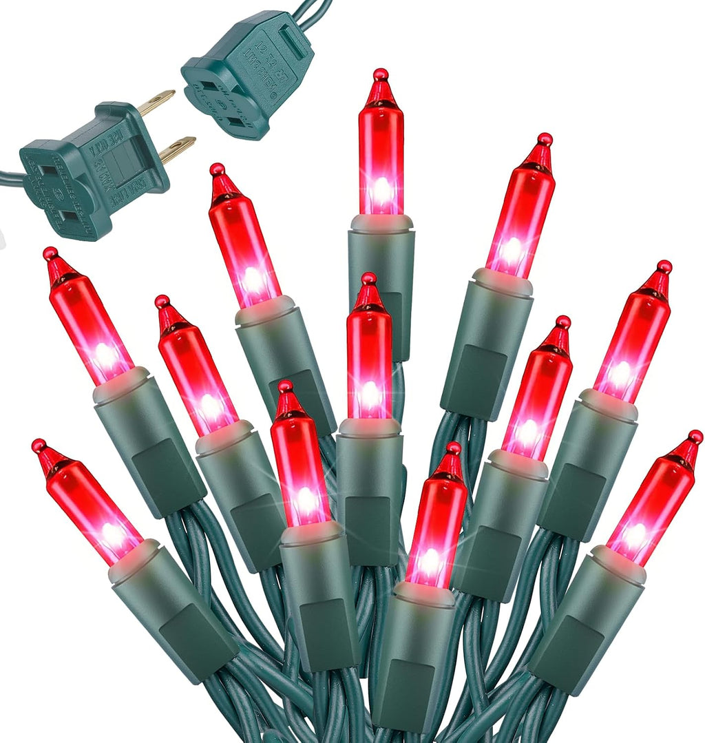 Brightown Red Christmas Lights, 20FT 100 Count Incandescent Mini String Lights, Connectable Waterproof Fairy Light Christmas Decorations for Indoor Outdoor Xmas Tree Garland Garden Patio Party Decor