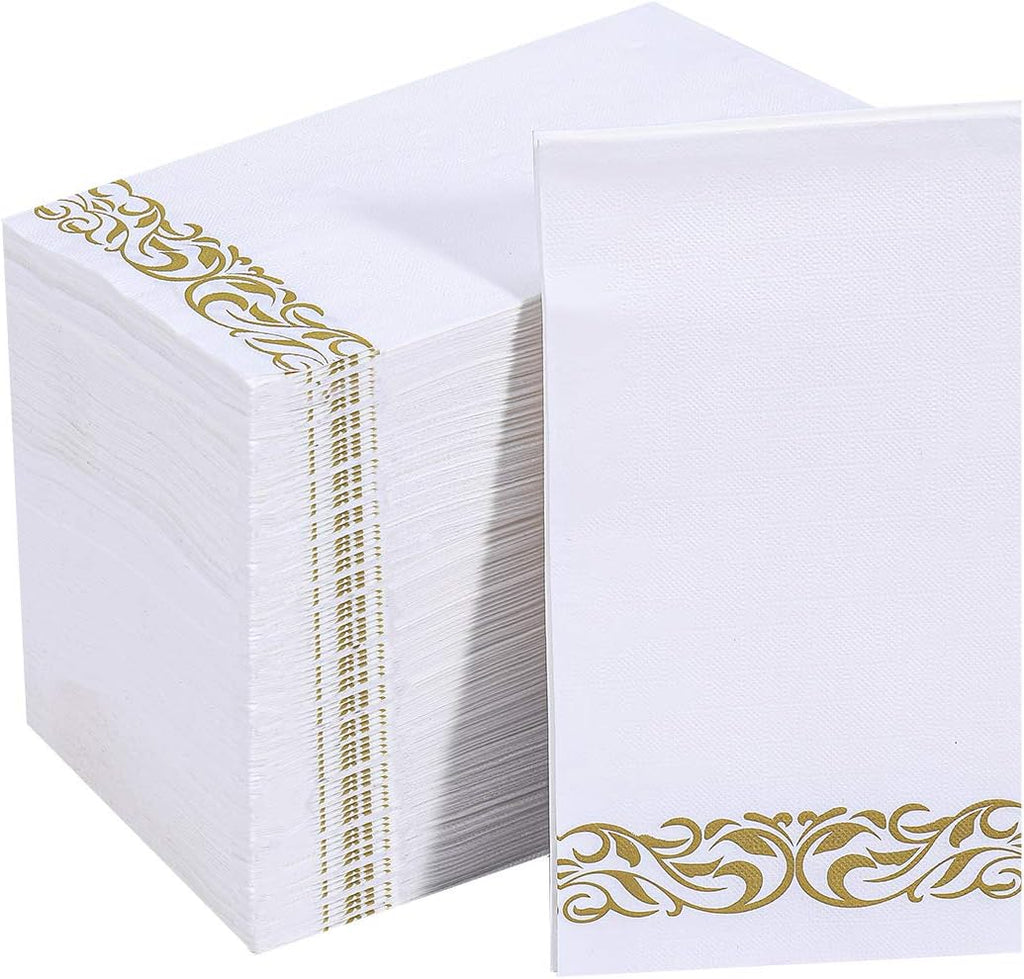 Vplus 200 Pack Paper Napkins, Soft Disposable Dinner Napkins, 3 Ply, Gold