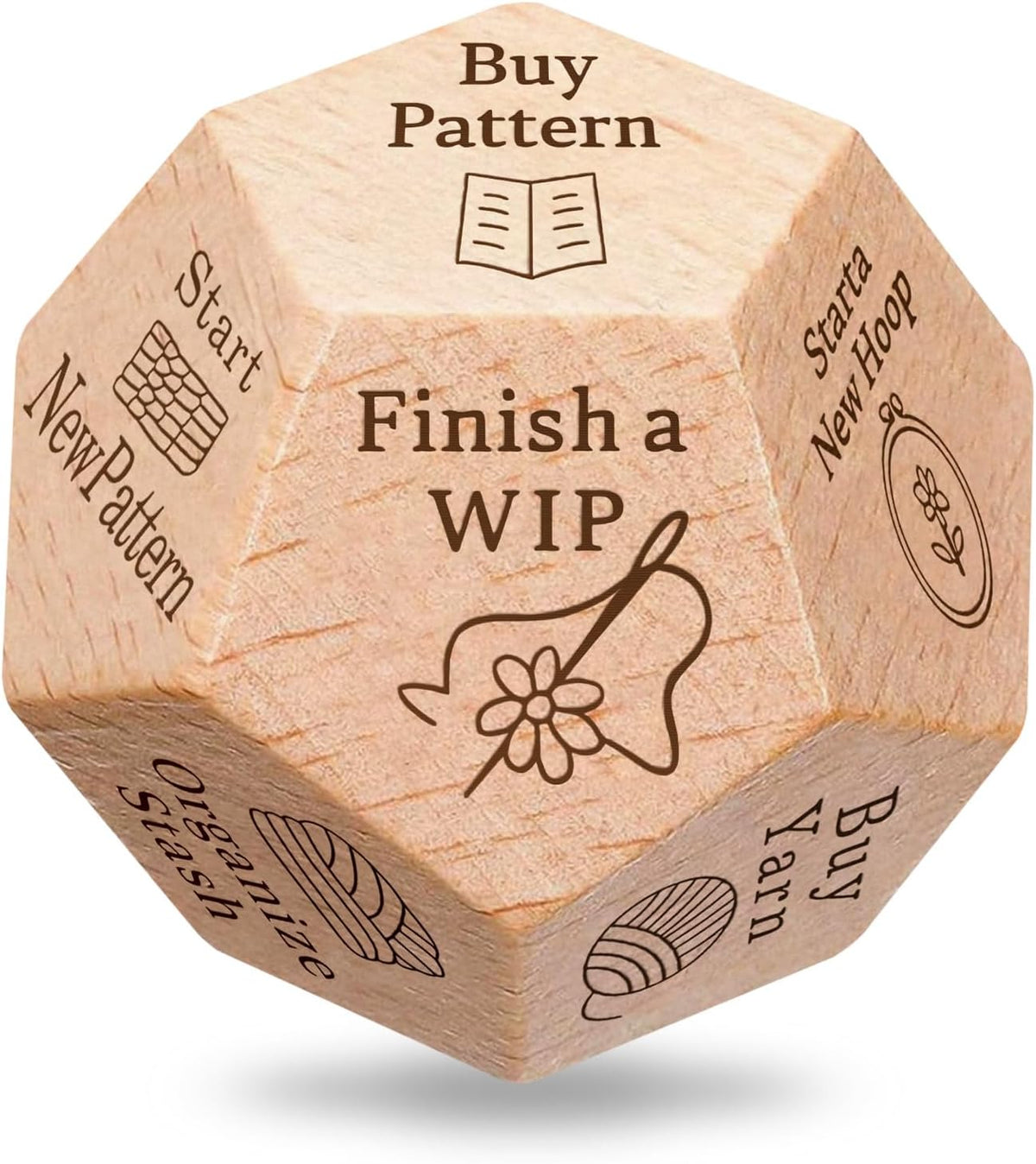 Quilter's Dice, Handmade Wooden Quilting Decision Dice with 12 Engraved Sewing Tasks, Fun Quilting Motivation Tool for Quilters, Sewists & Craft Lovers, Easter Basket Stuffers