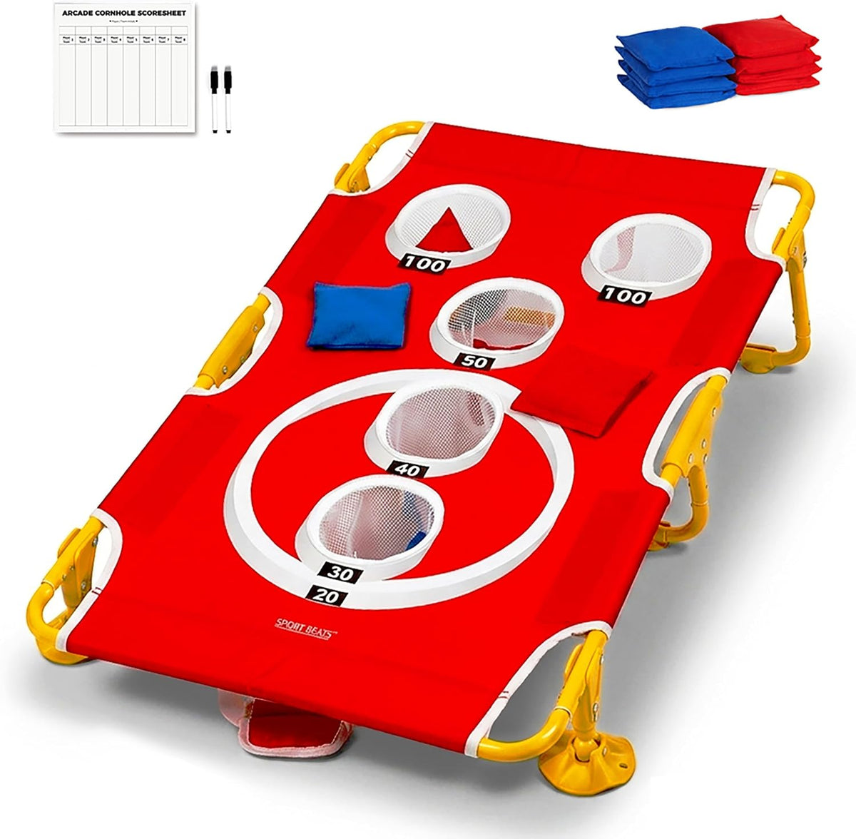 SPORT BEATS Metal Cornhole Game Set - 5-Hole Arcade Toss Game