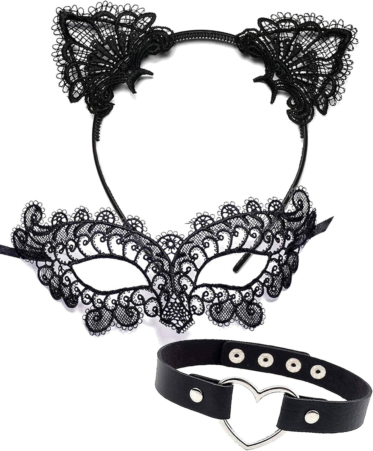 Cat Woman Mask, Cat Lingerie Sexy Black Cat Costume Accessories for Women
