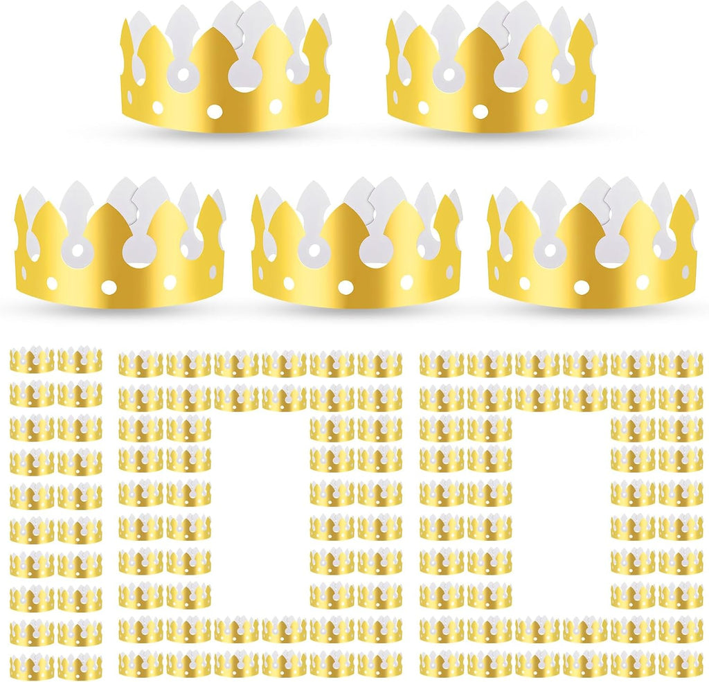 100 Pcs Gold Paper Crowns Party King Paper Crown Hat Bulk for Adults Birthday Party Celebration Favors Photo Props