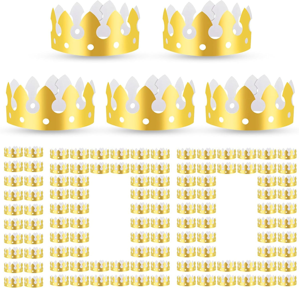 100 Pcs Gold Paper Crowns Party King Paper Crown Hat Bulk for Adults Birthday Party Celebration Favors Photo Props