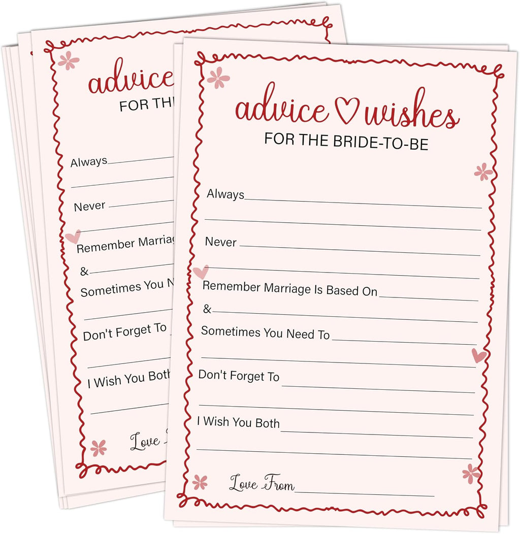 Wedding Advice & Wishes Cards for Mr and Mrs, 30 Pink Double-Sided Advice Cards for Guests, Engagement Party, Bridal Shower, Wedding Reception & Newlyweds Party Decorations & Supplies