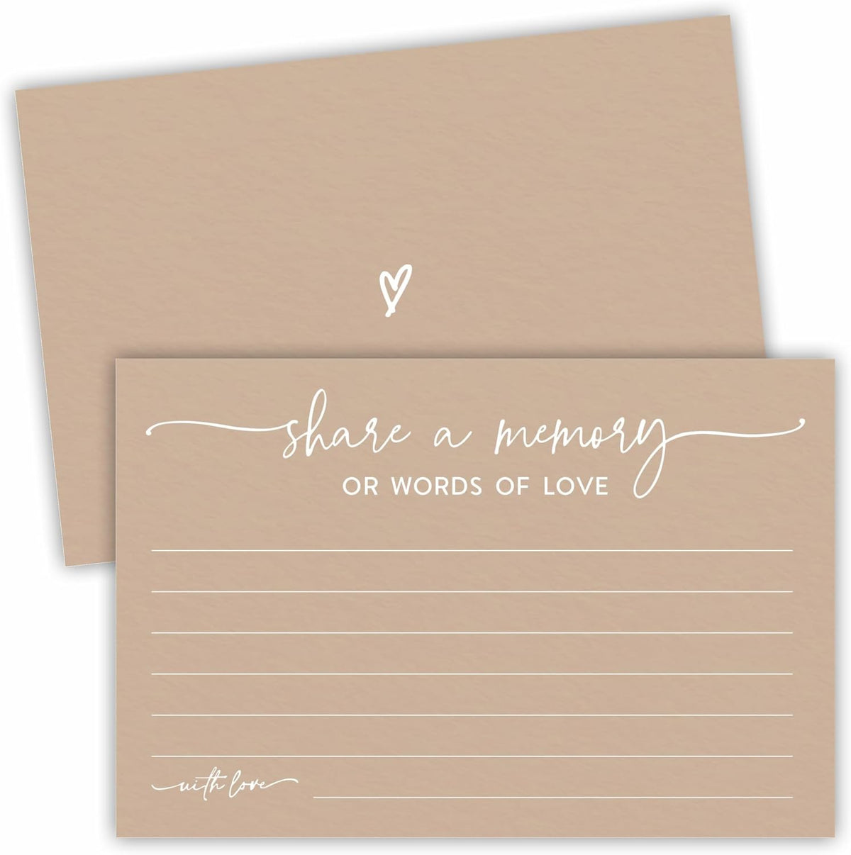 50 Pcs Share A Memory Of Love Cards- 4"x 6" Double Sided Fill- Memory Cards For Wedding, Graduation, Anniversary, Birthday, Retirement Party - Celebration Of Life Keepsake Cards（Minimalism Brown）- A05