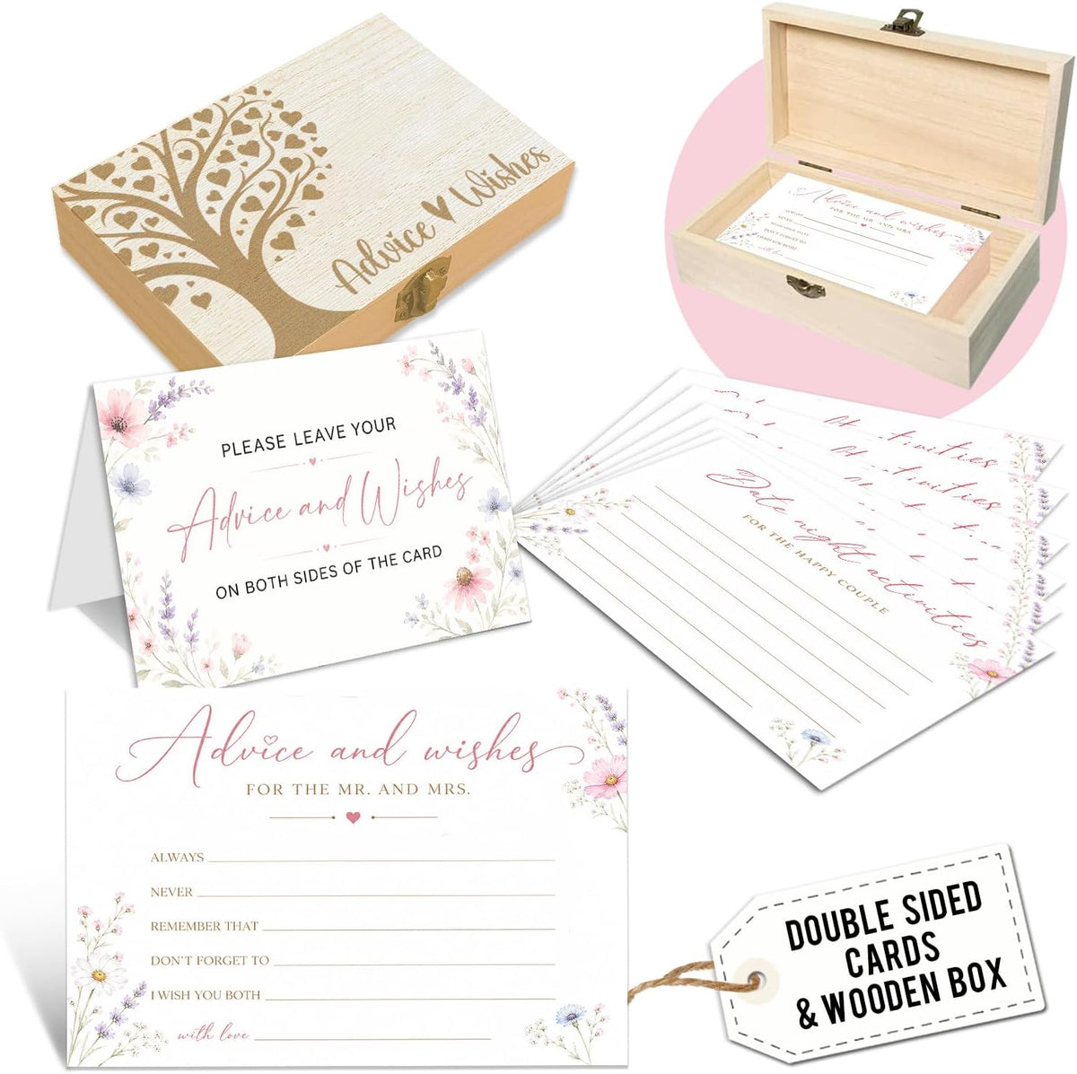 Wedding Advice & Wishes Cards – Floral Guest Book Alternative