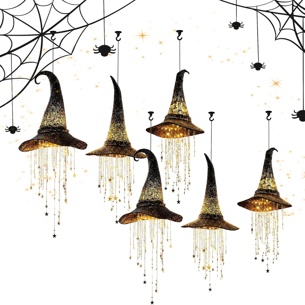 Qinyoung 12 Pcs Halloween Witch Crafts Witch Mason Jars with LED Light
