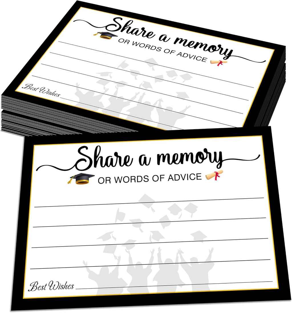 30 Pcs Graduation Advice Cards - 4" x 6" Double Sided Black Gold Graduation Wish Cards For College High School Grads - Share A Memory Or Words Of Advice Grad Party Celebration Supplies - A03