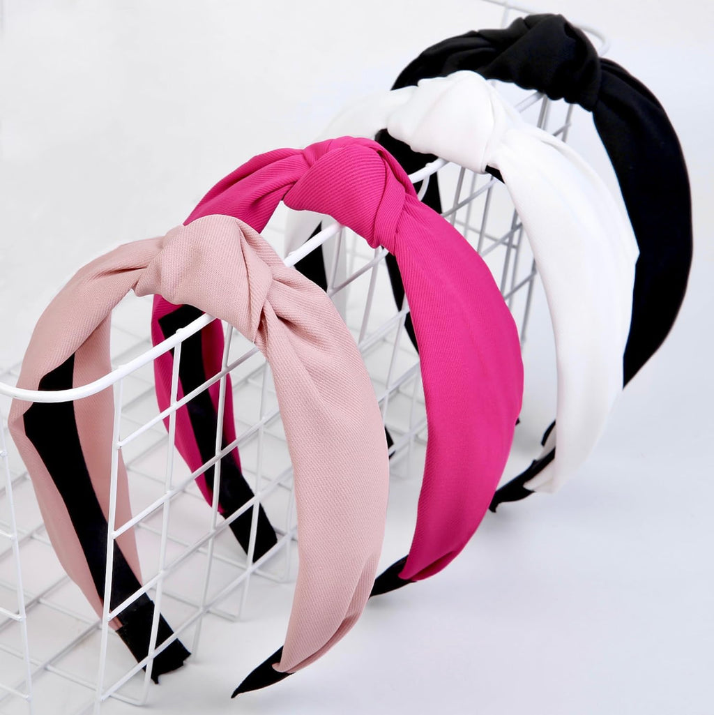 Huachi Pink Headbands for Women Girls Valentine‘s Day Head bands Non Slip Cute Knotted Headbands Fashion Womens Headband Wide Top Knot Hairband for Women‘s Hair Pink Girls Hair Accessories for Women