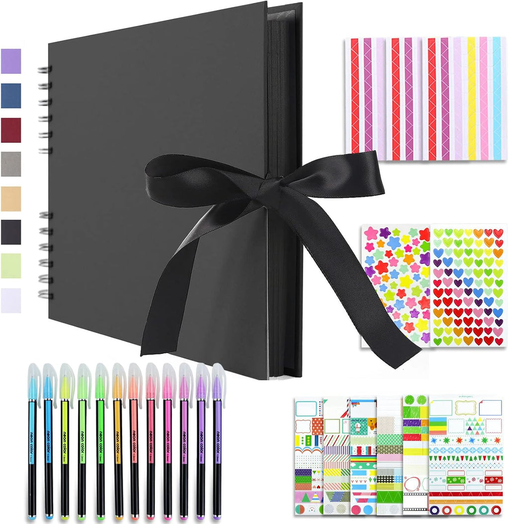 Vienrose Scrapbook Album 80 Pages 11x8 Inch Black