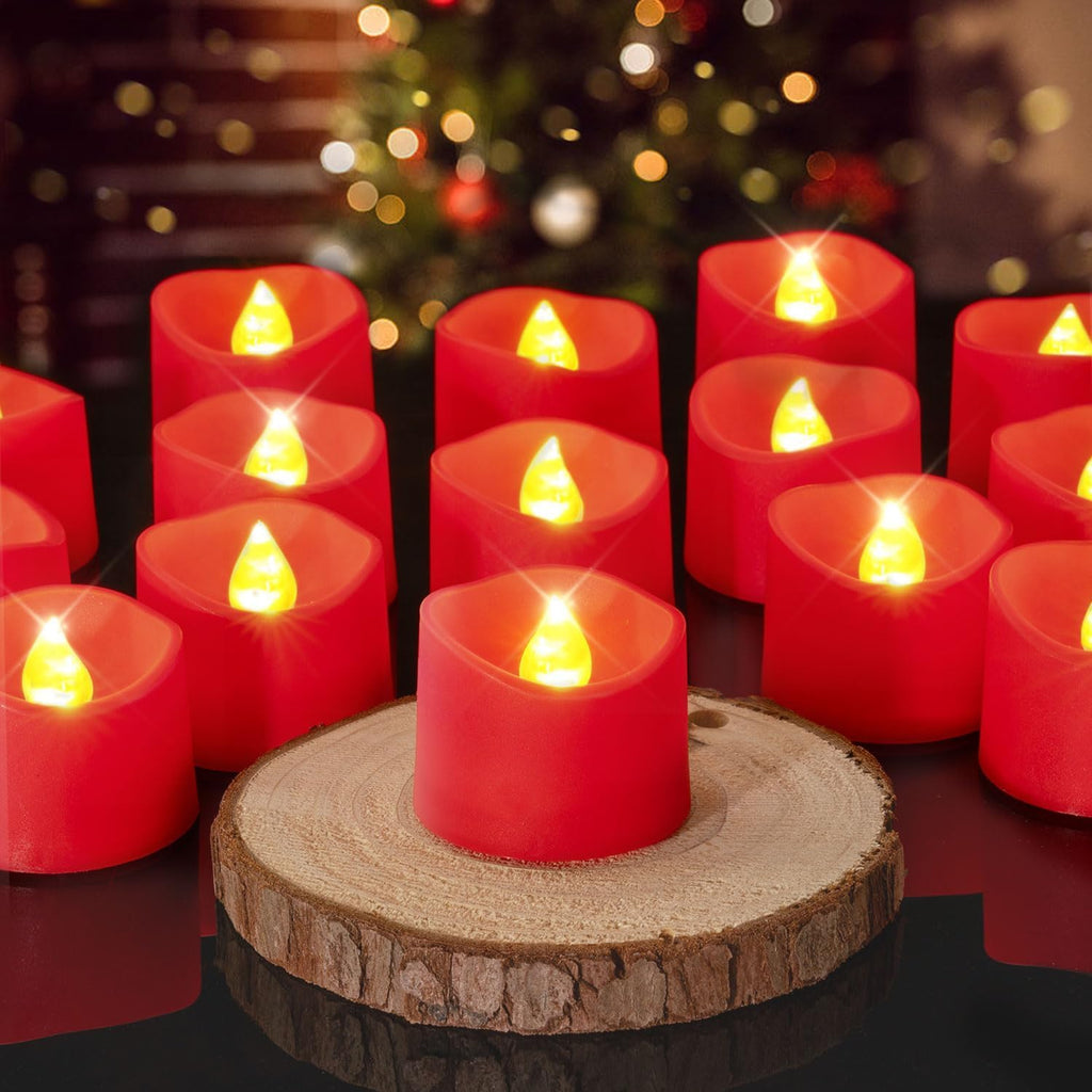 Homemory 50-Pack Red Flameless Battery Tea Light Candles, 200+ Hours
