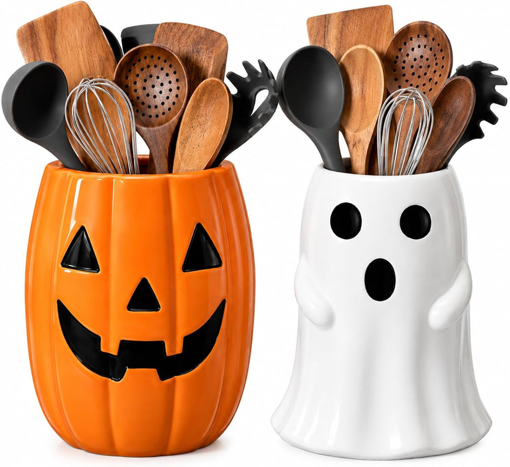 FoldTier 2 Pcs Halloween Icon Snack Bowl, 14oz Clear Glass Candy Dessert Bowls with Ghost and Bat Design, Spooky Serving Bowls for Halloween Gifts Party Favors Table Decoration Supplies
