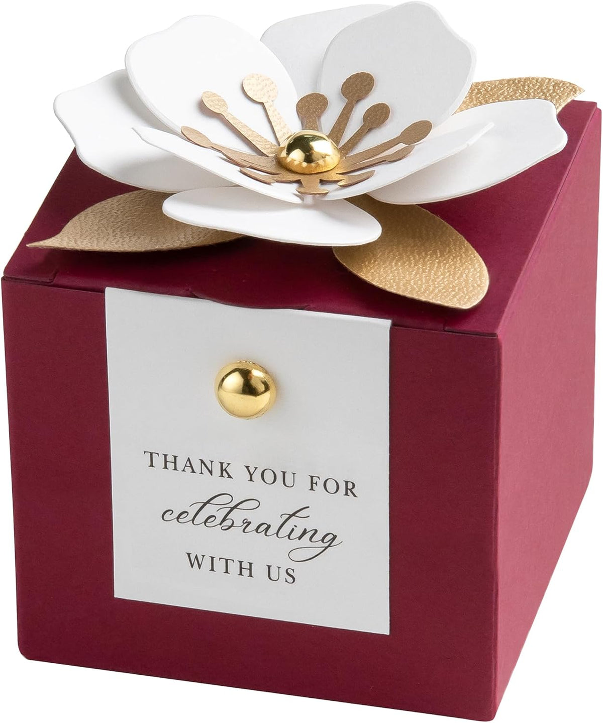 FEIYI 20 PCS Favor Boxes, Burgundy Candy Boxes 2.55x2.55x2.55