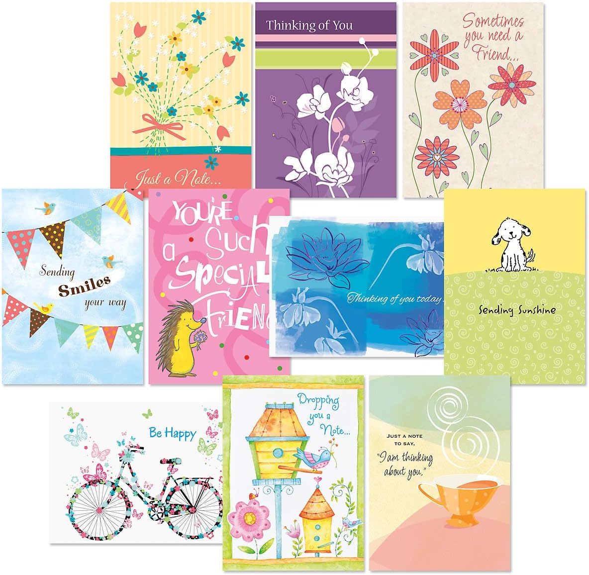 Current Friendship Thinking of You Cards with Envelopes - Assortment of 20 Greeting Cards, 10 Designs, Large 5" x 7" Thinking of You Cards for Women