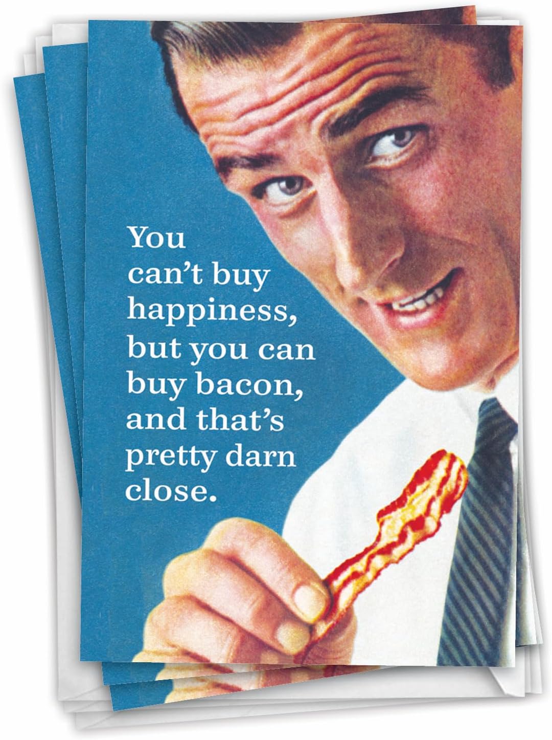 NobleWorks Bacon Birthday Card Pack of 3 Funny Birthday Greeting Cards with Envelopes (1 Designs, 3 Each) Buy Bacon for Men and Women C3993BDG-C3x1