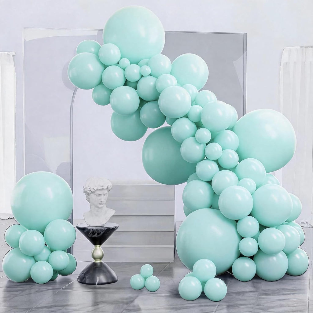 PartyWoo Teal Balloons 140pcs Turquoise Latex Balloons Different Sizes