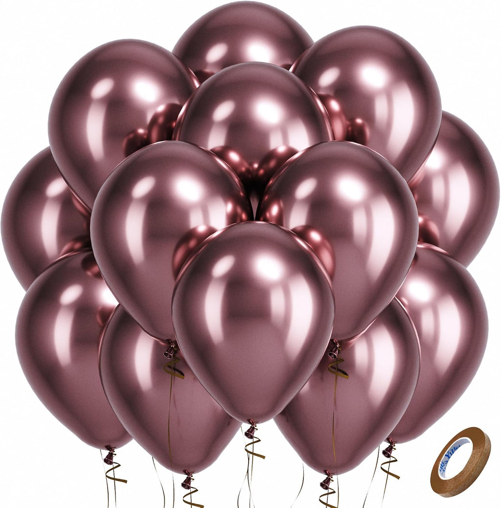Bezente Copper Latex Round Helium Party Balloons 100 Pack 12 inch