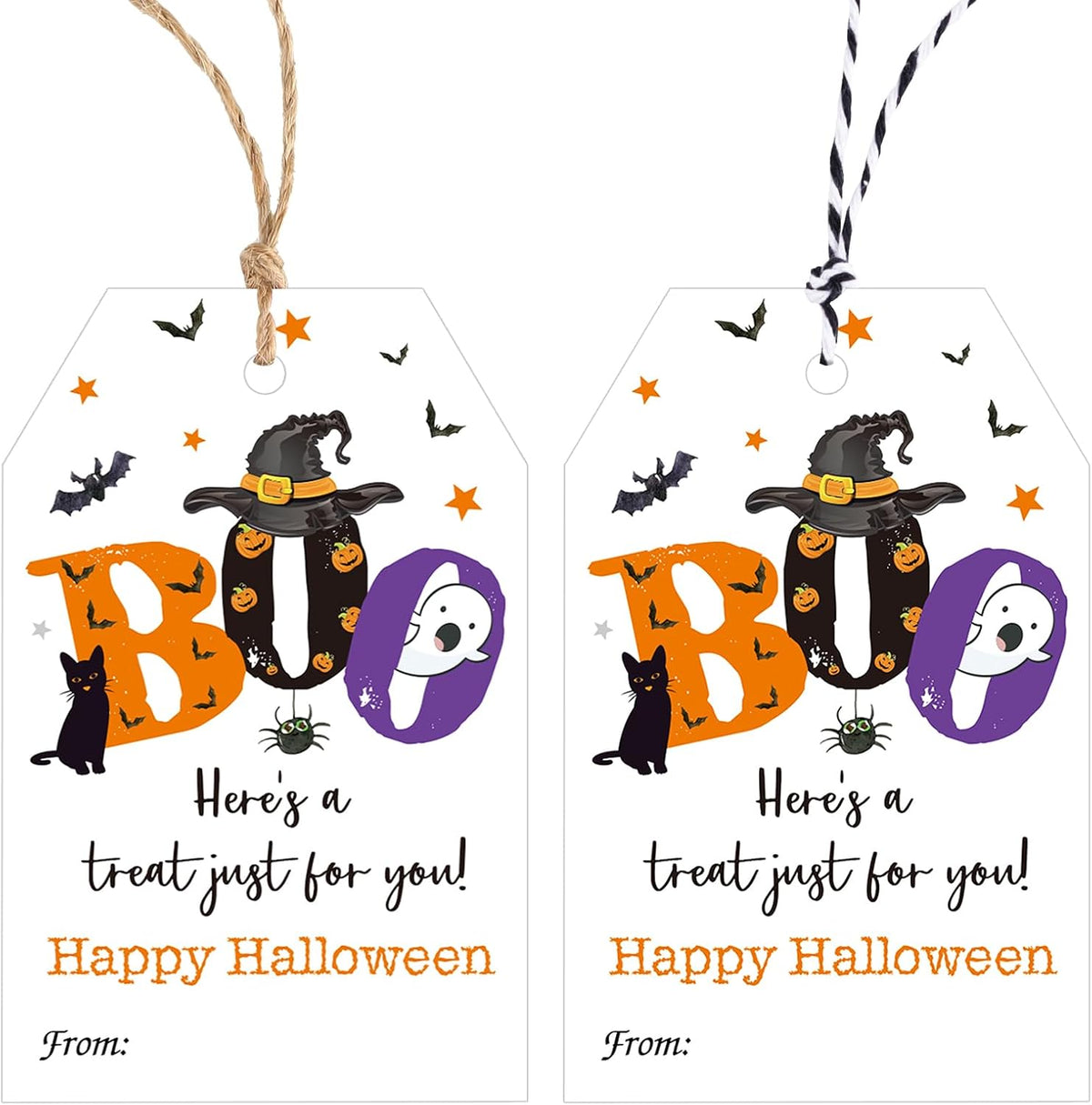 Alynta Halloween Tags with String 50Pcs Happy Halloween Paper Gift Tags