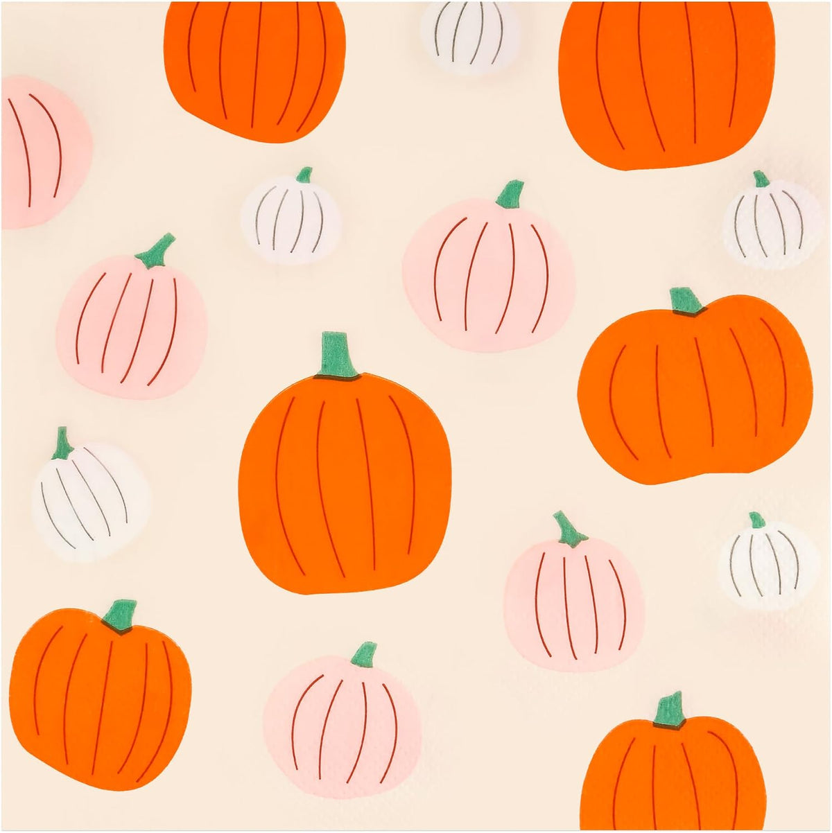 100 Pcs Pink Orange Fall Pumpkin Paper Luncheon Napkins, 6.5in