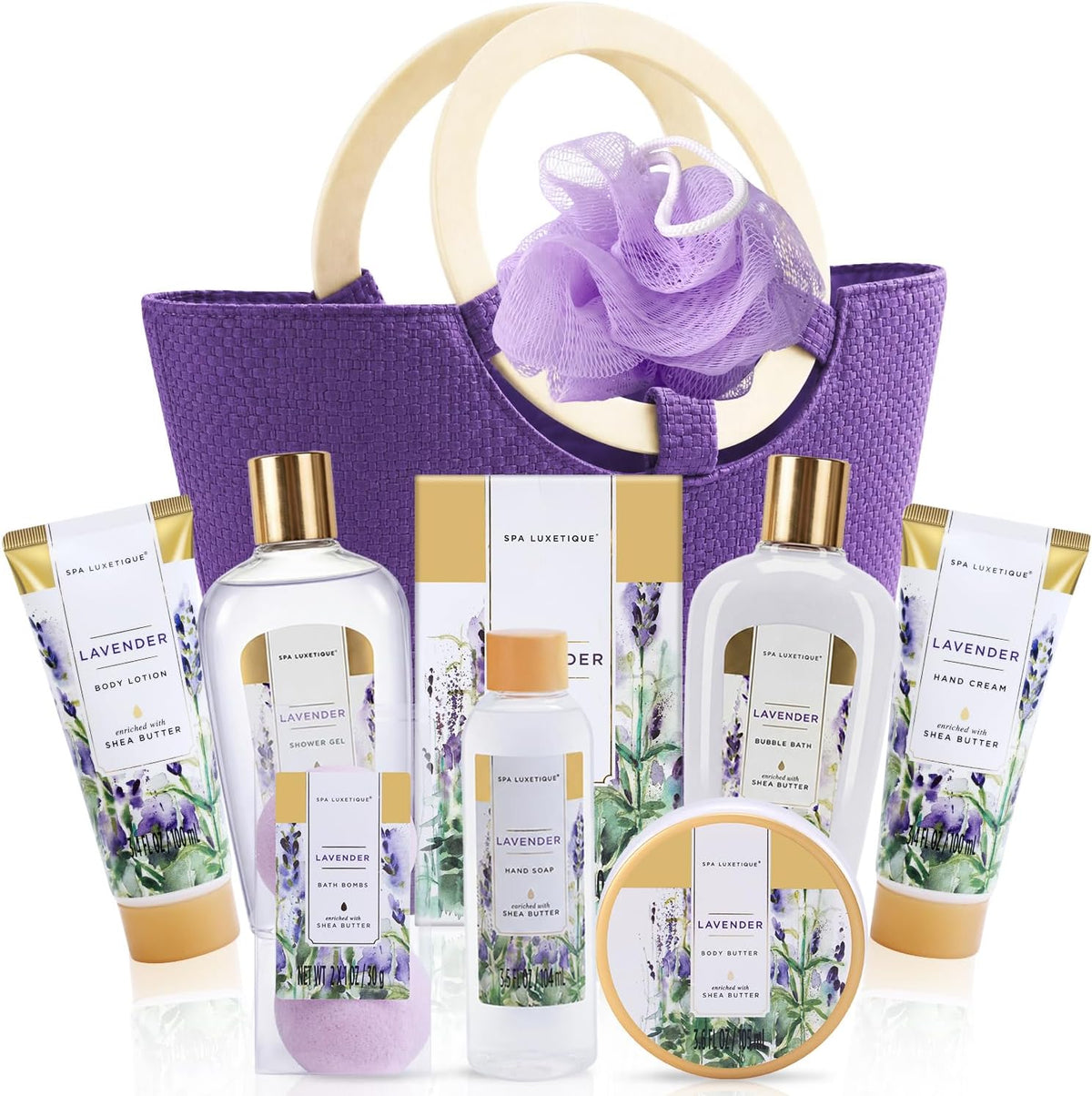 Spa Luxetique Lavender 10pc Gift Baskets Birthday Gifts for Women