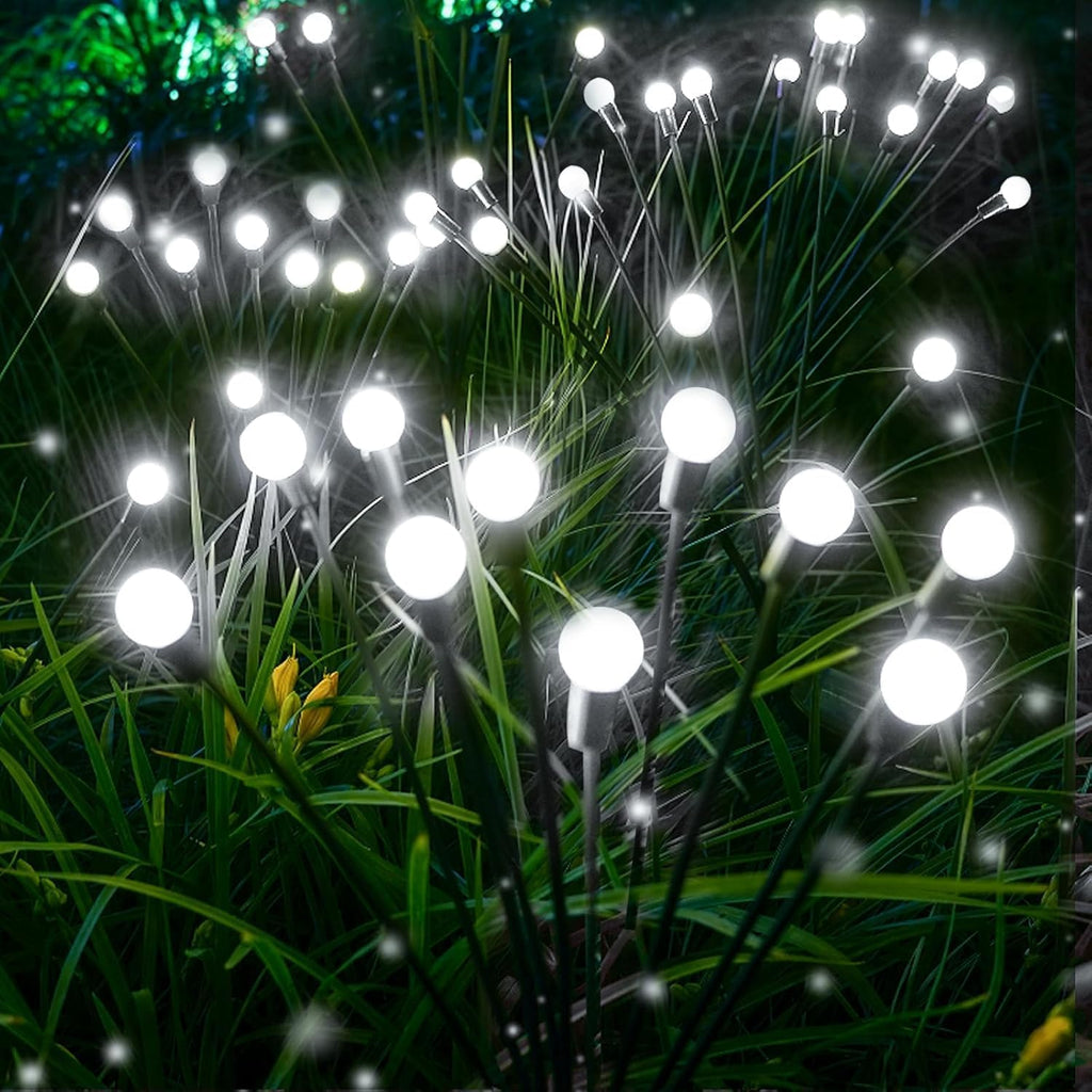 6 Pack Solar Firefly Lights Outdoor Swaying Garden Decor 48 LED Cool White