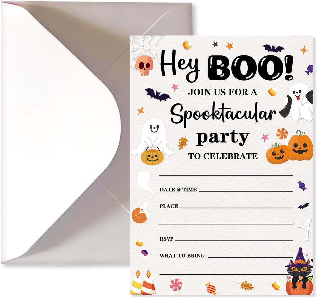 20 Halloween Birthday Invitations Cute Ghost Pumpkin Halloween Party Invitations Cards With Envelopes Halloweens Invites for Teens Birthday Party Favor Decorations Supplies