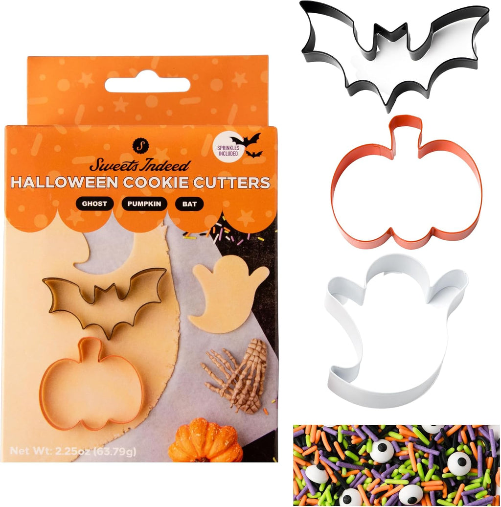 Sweets Indeed Halloween Cookie Cutters 3 Pack with Sprinkles, 2.25 ounces