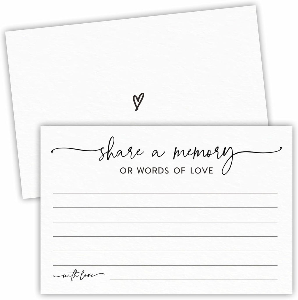 50 Pcs Share A Memory Of Love Cards- 4"x 6" Double Sided Fill- Memory Cards For Wedding, Graduation, Anniversary, Birthday, Retirement Party - Celebration Of Life Keepsake Cards（Minimalism White)- A02