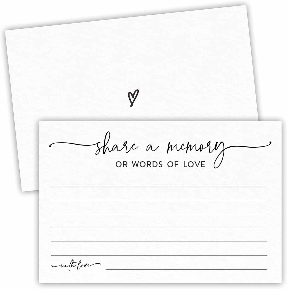 50 Pcs Share A Memory Of Love Cards- 4"x 6" Double Sided Fill- Memory Cards For Wedding, Graduation, Anniversary, Birthday, Retirement Party - Celebration Of Life Keepsake Cards（Minimalism White)- A02