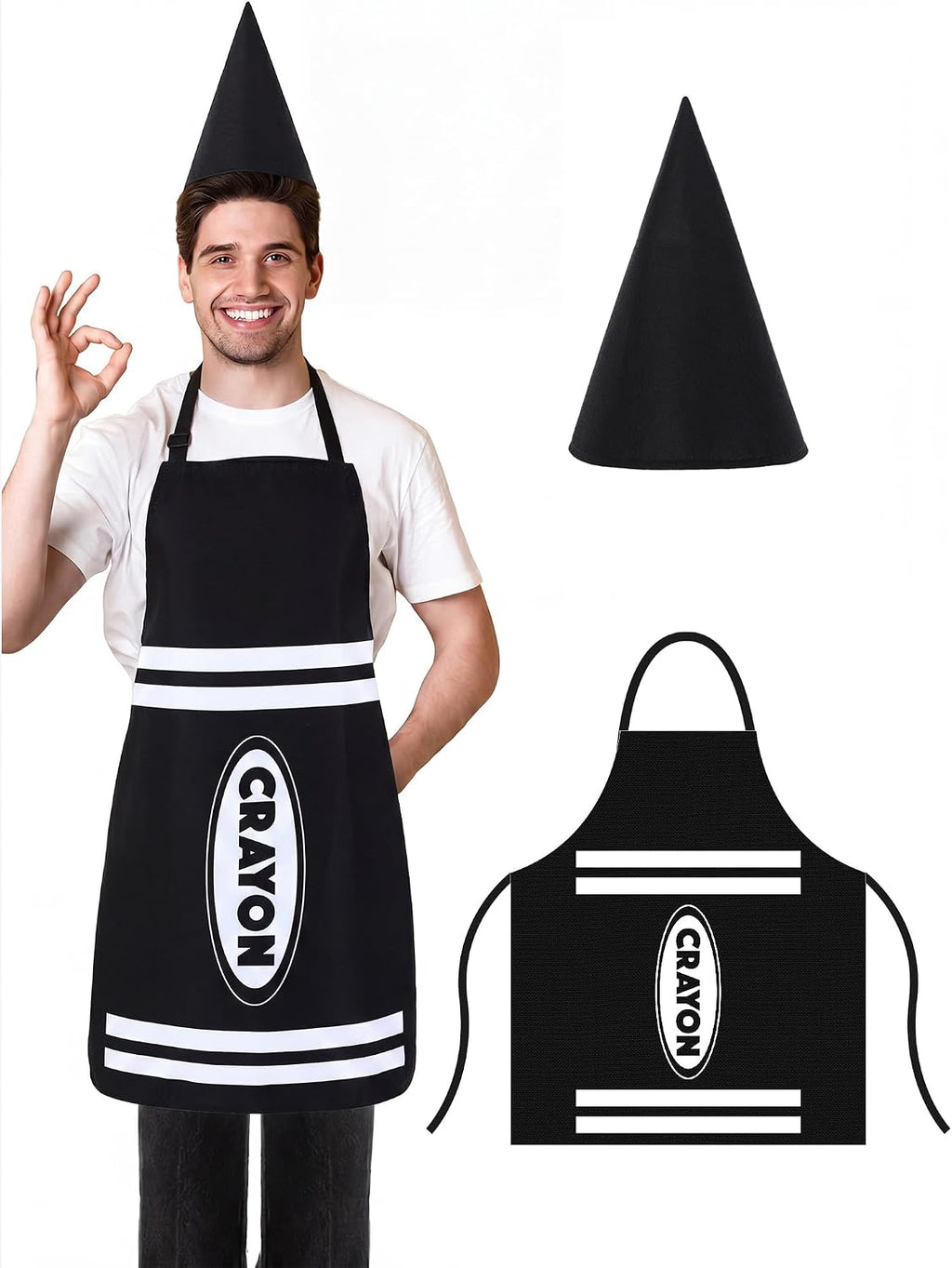 Teenyyou Crayon Costume with Apron and Cone Hat Adult