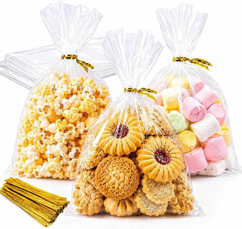 LOKQING Halloween Cellophane Treat Bags, 200 Pack 5x7 in for Bake Sales