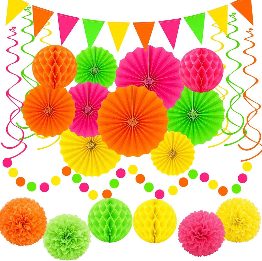 24 Pcs Neon Party Decorations Glow in the Dark Party Supplies