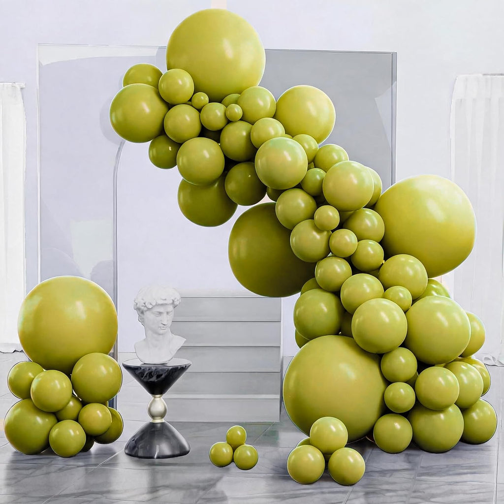 PartyWoo Sage Green Balloons 140pcs Olive Eucalyptus Dusty Green Boho Color