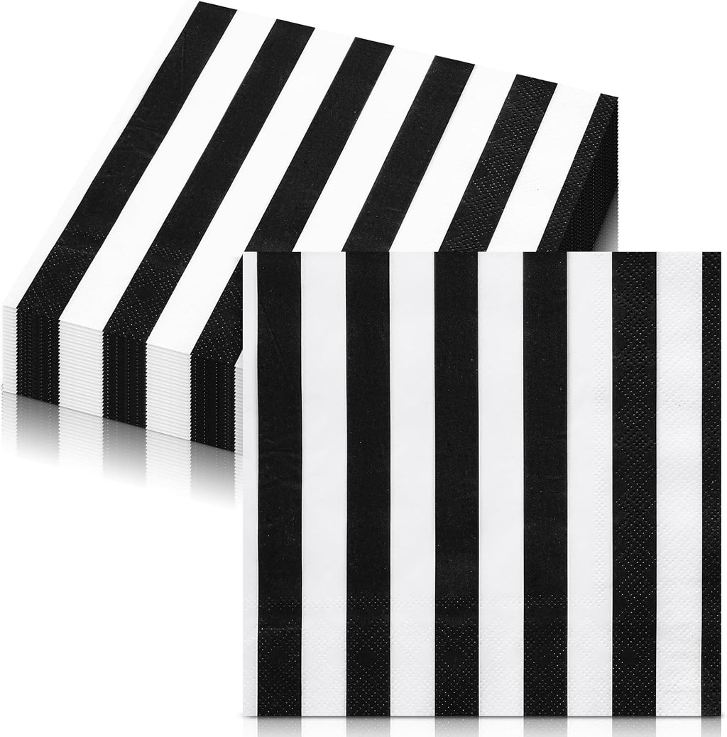MotiMind Halloween Paper Napkins for Party,50 Pcs,Gothic Striped