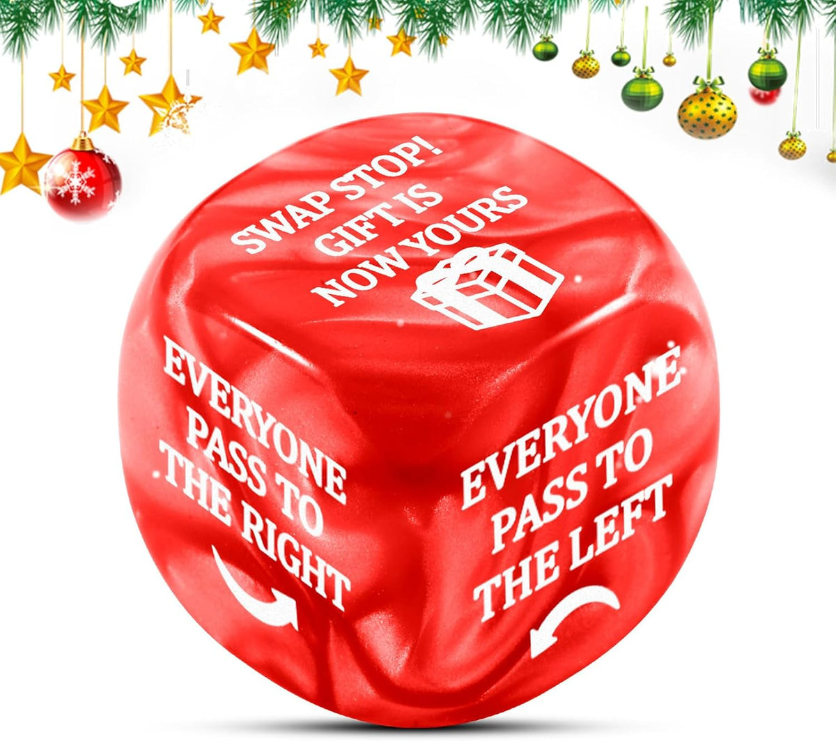 White Elephant Dices Santa Swap Gift Exchange Dice Early Christmas Exchange Gifts for Adults, Exchange Dice Games, Family Group Party Christmas Stocking Stuffers