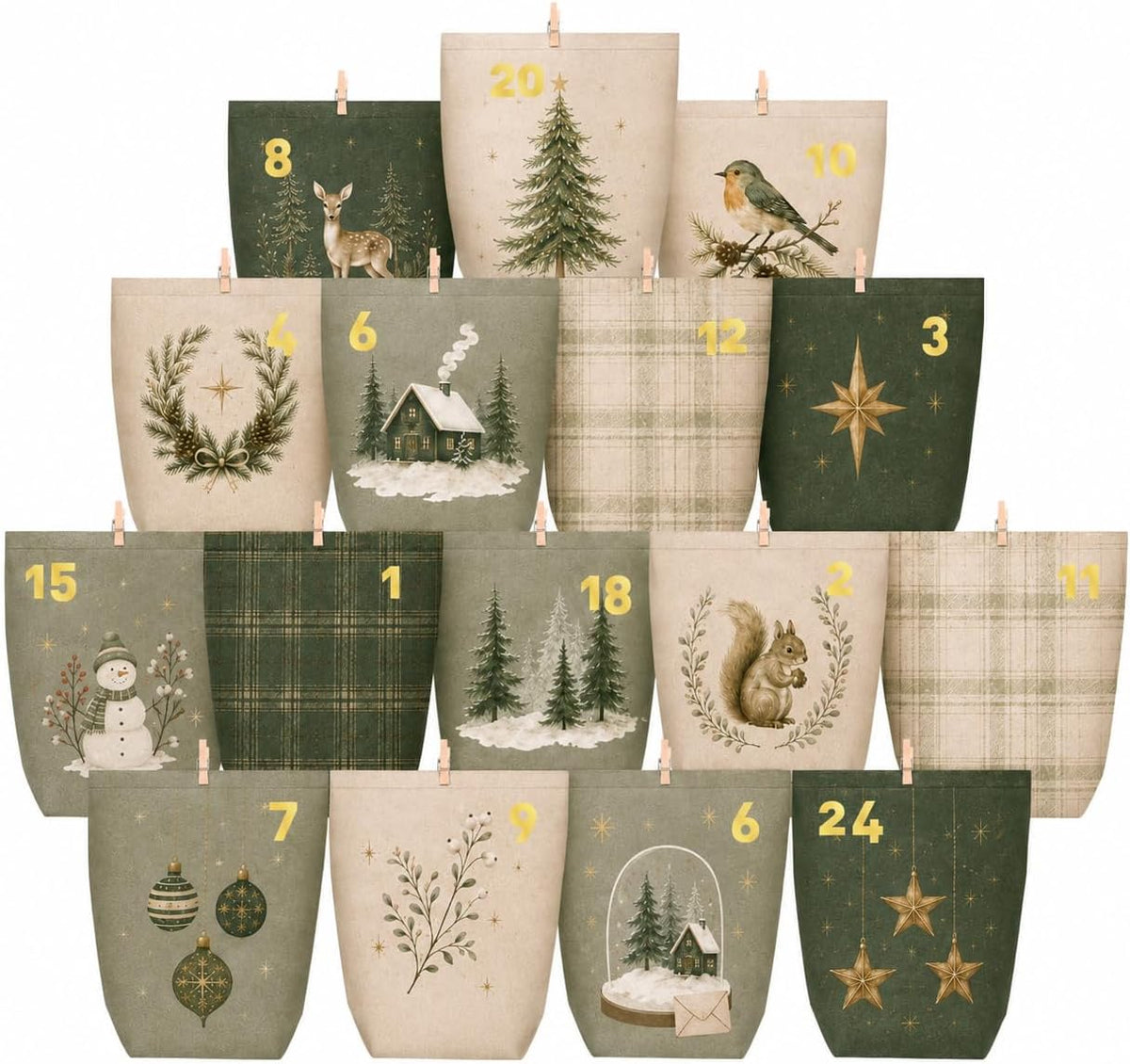 Yinsun Advent Calendar 2026, 24 Christmas Empty Calendars to Fill