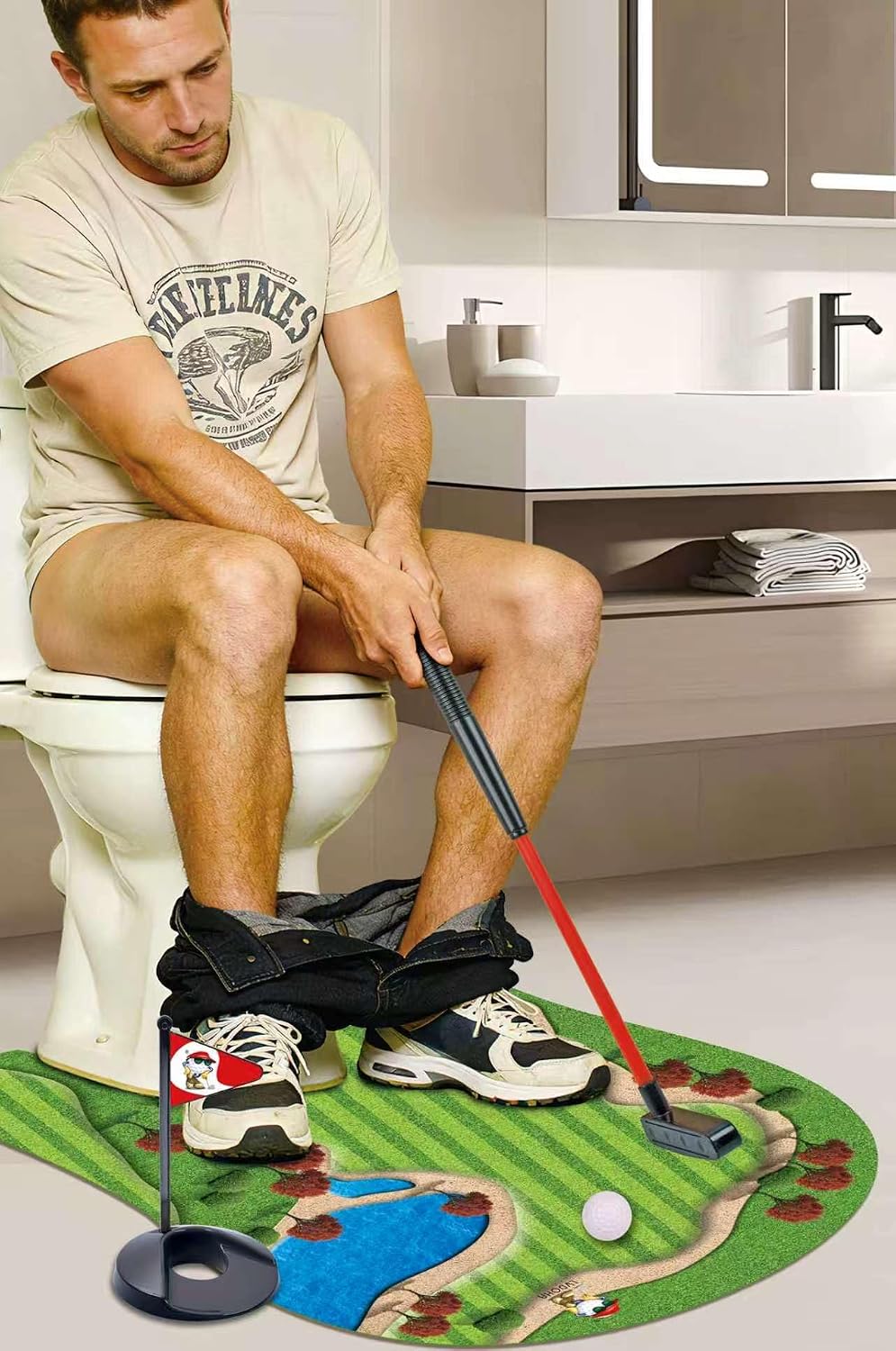 GOODLYSPORTS Toilet Golf Gag Gifts for Men, White Elephant Gifts for Adults