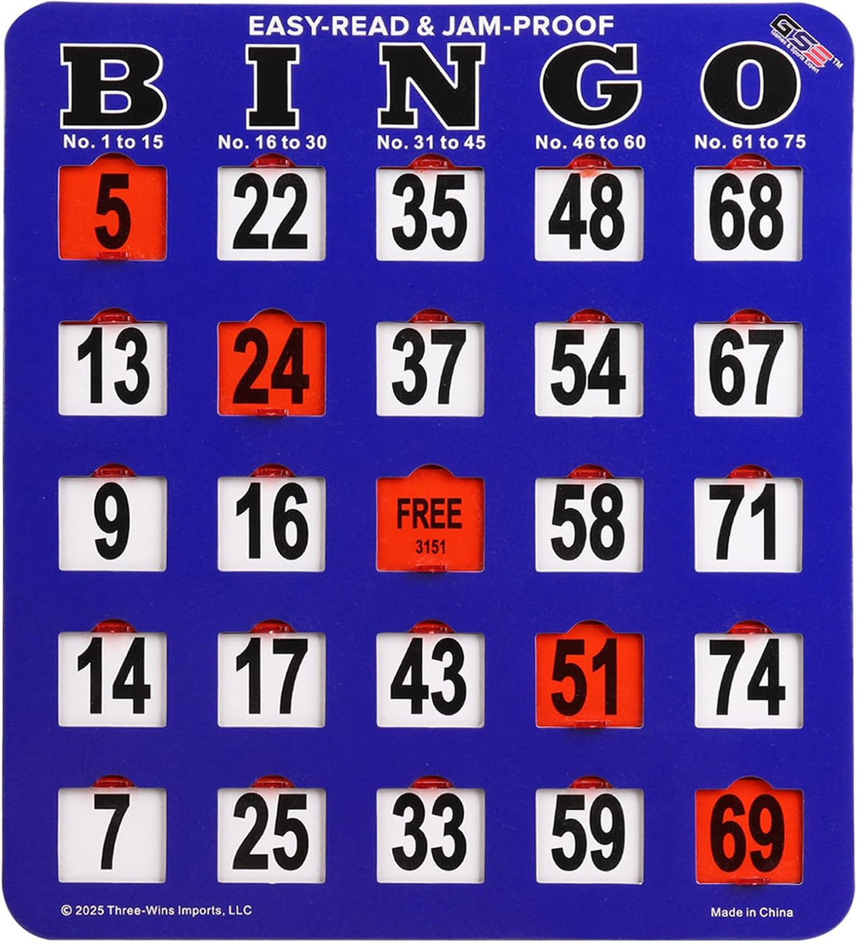 GSE Jumbo Easy-Read Shutter Slide Bingo Cards Bulk, 100-Pack Reusable Cards