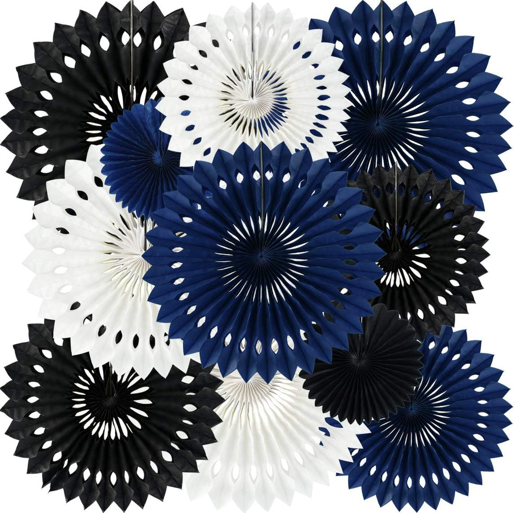BEISHIDA Honeycomb Round Paper Fans Black Blue White Hanging Party Decor